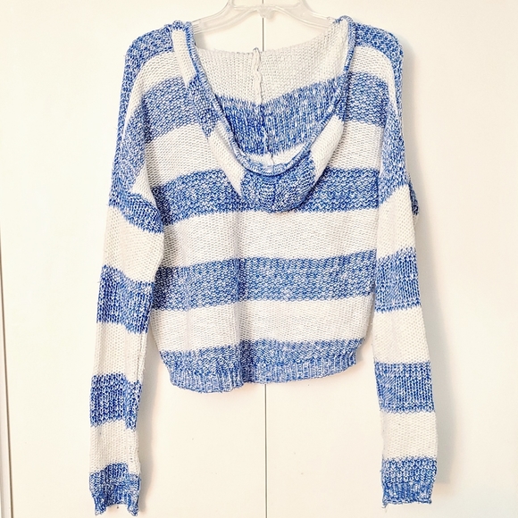 Striped knit hoodie oversized pullover sweater - Picture 2 of 5